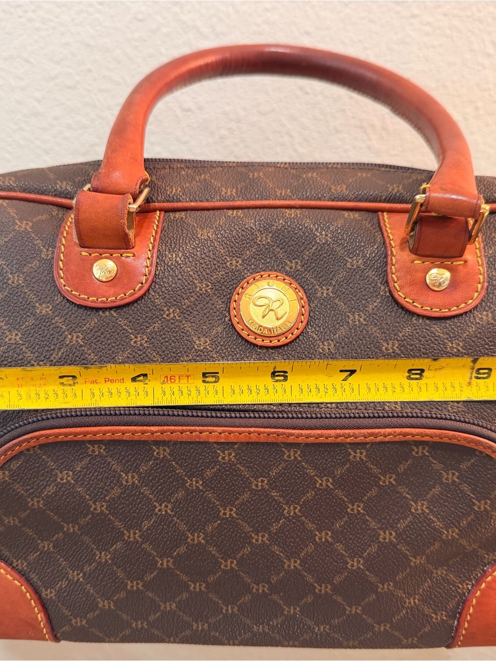 Rioni Moda Italia Signature Monogram Coated Canvas Dome Satchel Bag, Preppy - Picture 11 of 16